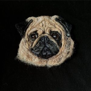 Needle Felted Pug Badge / Pin