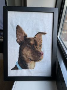 Wool Painting of Jeje with needle felting