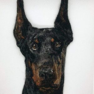 Wool Painted Doberman Badge / Pin