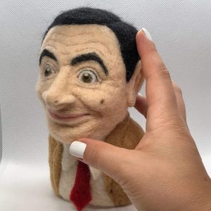 Mr. Bean, Needle Felted Human Portrait