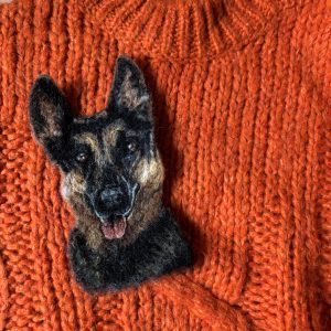 Needle Felted German Shepherd Badge / Pin