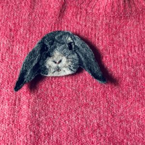 Needle Felted Bunny Badge / Pin