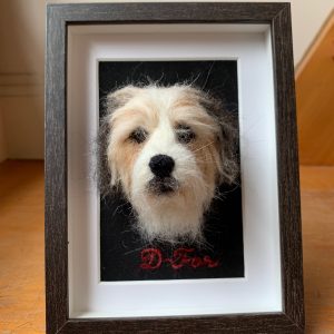 D-for, Needle Felted Dog Portrait in Frame