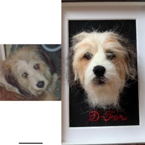 D-for, Needle Felted Dog Portrait in Frame