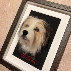 D-for, Needle Felted Dog Portrait in Frame