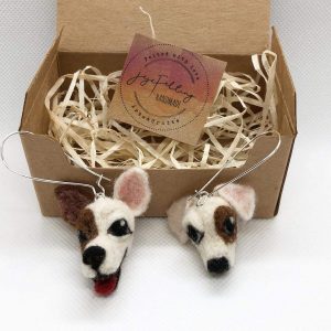 Needle Felted Jack Russell Terrier Earrings