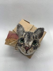 Needle Felted Tabby Cat Pin