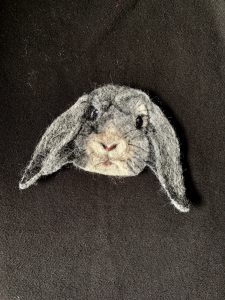 Wool Painted Bunny Badge / Pin