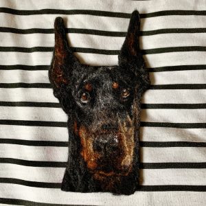 Needle Felted Doberman Badge / Pin