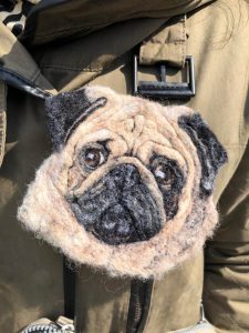 Needle Felted Pug Badge / Pin