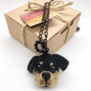 Needle Felted Rottweiler Necklace