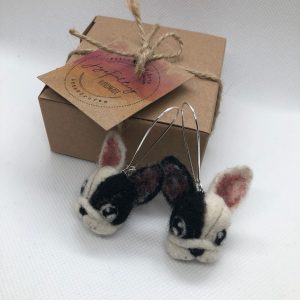 Needle Felted French Bulldog Earrings