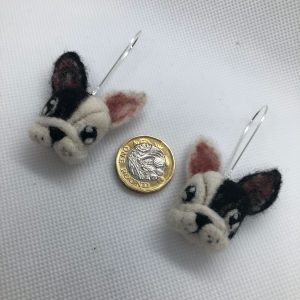 Needle Felted French Bulldog Earrings